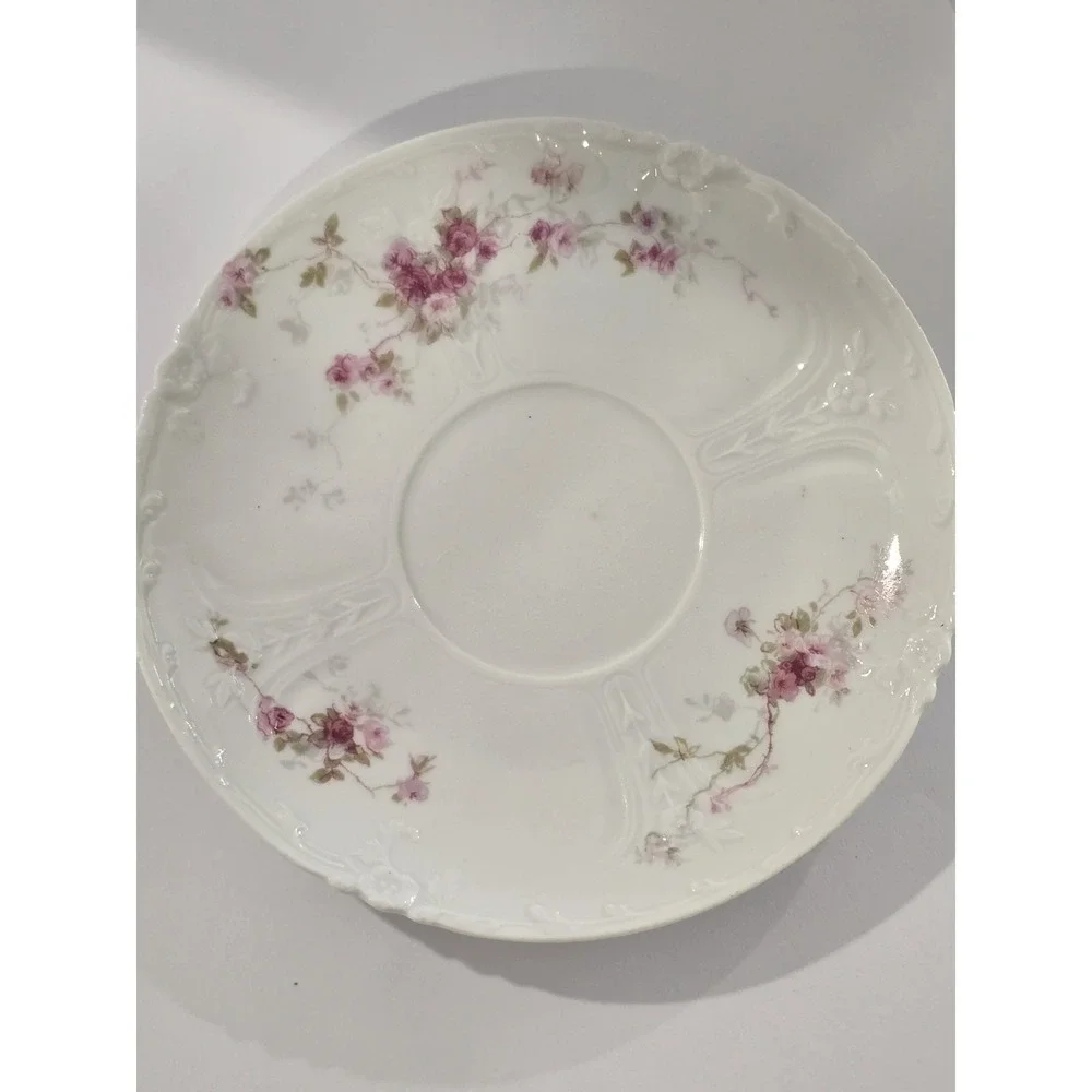 Haviland Limoges Schleiger Pink Rose Sprays Cup & Saucer Set Antique France